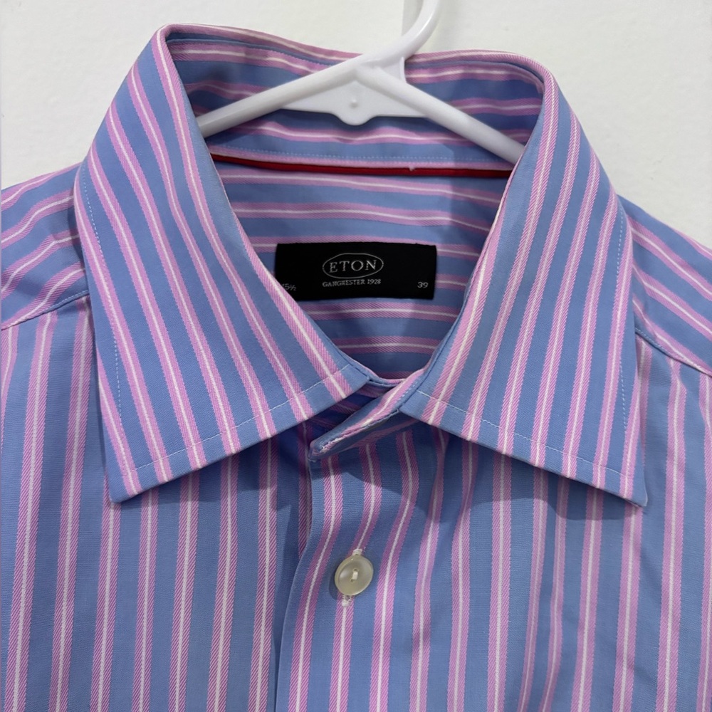 ETON Blue and Pink Striped Dress Shirt Size 15.5 - Picture 3 of 5